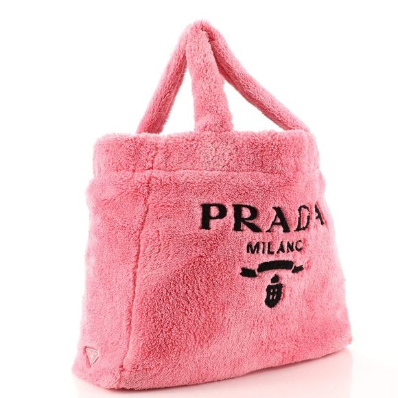 Prada Logo Tote Terry Cloth Pink - Picture 3 of 7